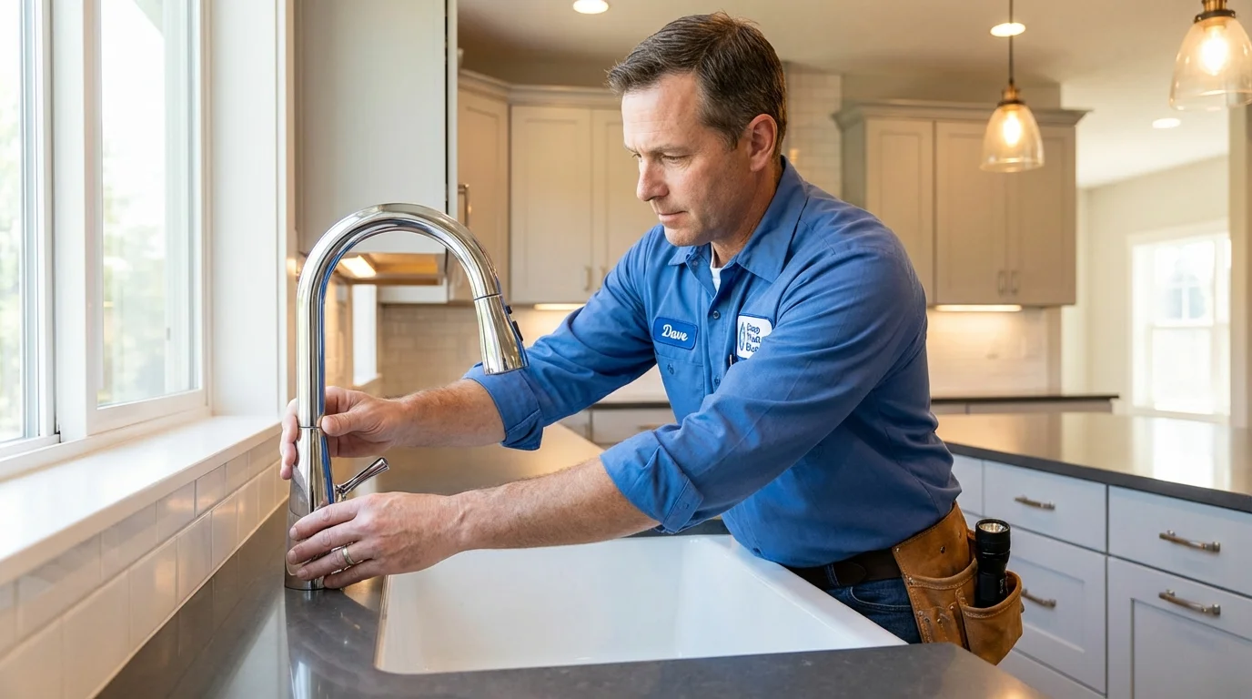 Kitchen faucet installation by Johns Plumbing LLC in Martindale