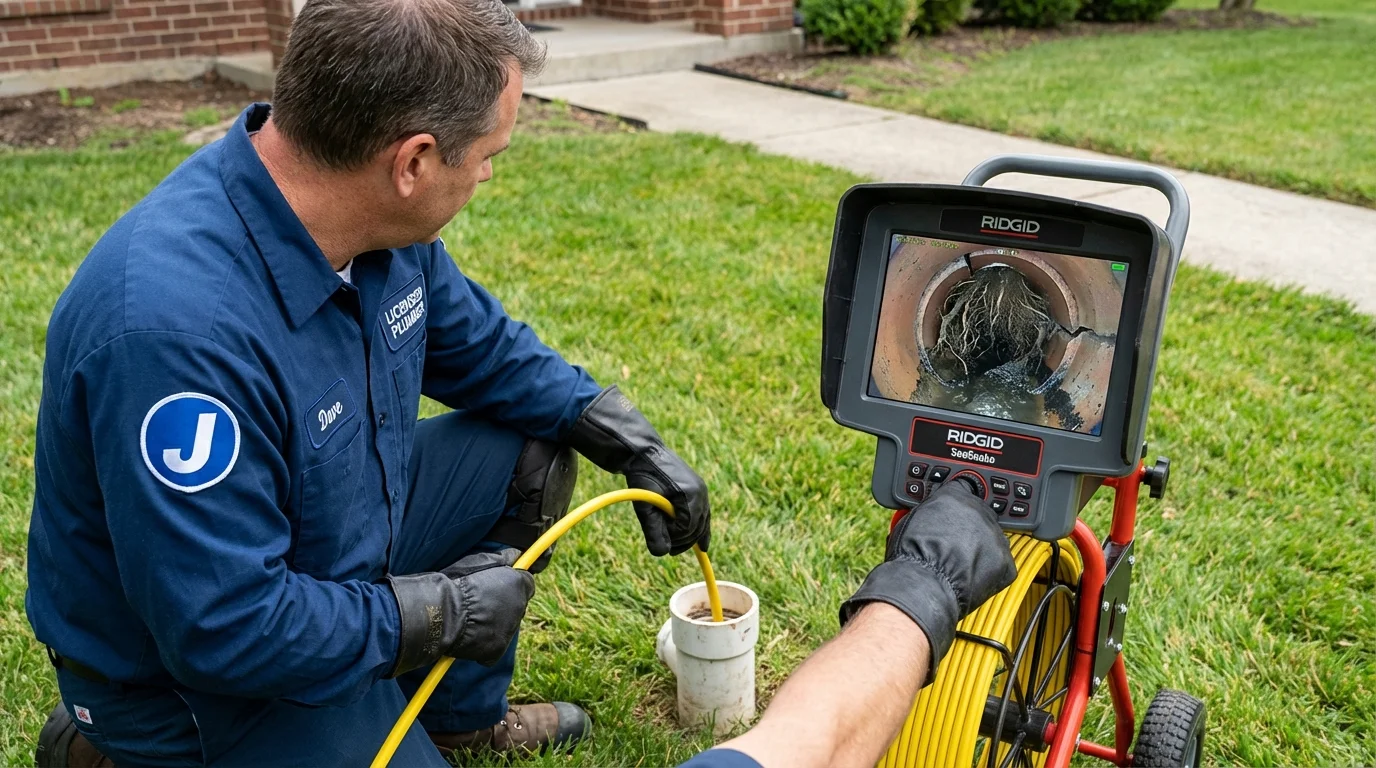 Sewer camera inspection being performed by Johns Plumbing LLC in Martindale