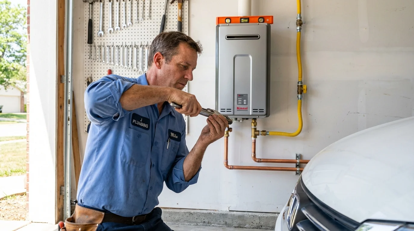 Tankless water heater installation by a Johns Plumbing LLC plumber in Martindale